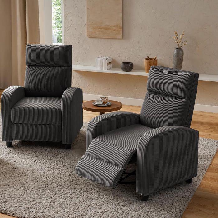 Massage Recliner Chair for Living Room Adjustable Reclining Chair Home Theater Seating Modern Winback Single Sofa for Adults with Footrest (Corduroy, Gray)