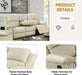 Manual Leather Sofa Recliner Set for Living Room Furniture Set,Leather Recliner Couch Set for Home/Office,Leather Reclining Sofa Set for 3-Pieces(Sofa+Loveseat+Chair) Beige