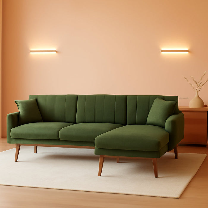 LShaped Linen Sleeper SofaBed With Reclining Backrest