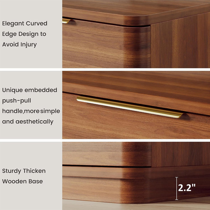5 Drawer Dresser for Bedroom, 45" Tall Modern Chest of Drawers with Metal Handle, Curved Profile Design, Wooden Closet with Large Drawers Dressers Organizer for Entryway Hallway