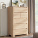 Dresser for Bedroom with 6 Drawers, 48" Tall Modern Chest of Drawers with Unique Thickened Foot, Rounded Corner Design, Wooden Dresser Organizer for Bedroom, Living Room, Hallway, Natural Oak