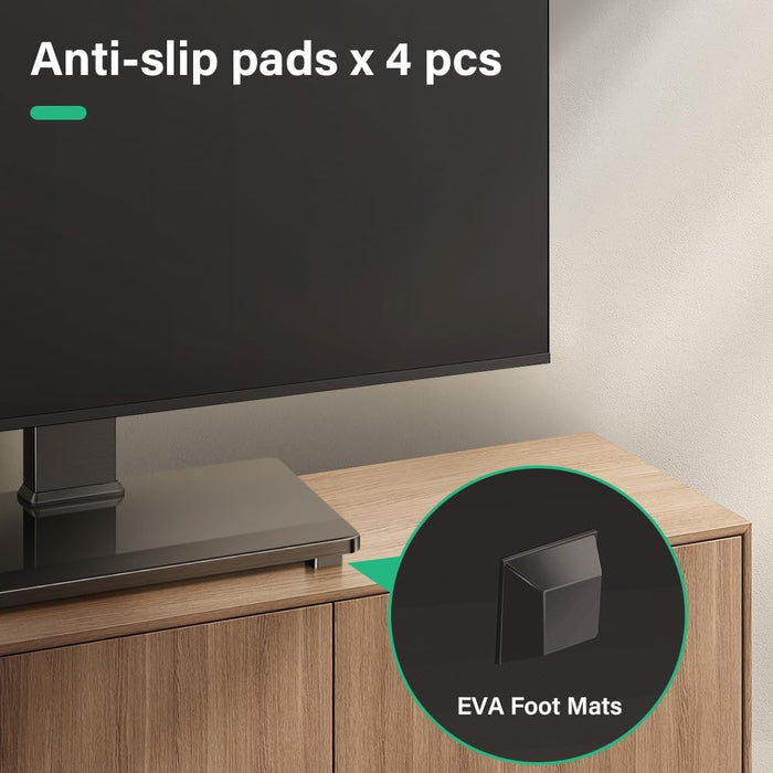 Universal TV Stand for 27 to 65 Inch LCD LED Tvs 4 Level Height Adjustable TV Stand Base with Tempered Glass Base Table Top Stand Vesa 400X400Mm