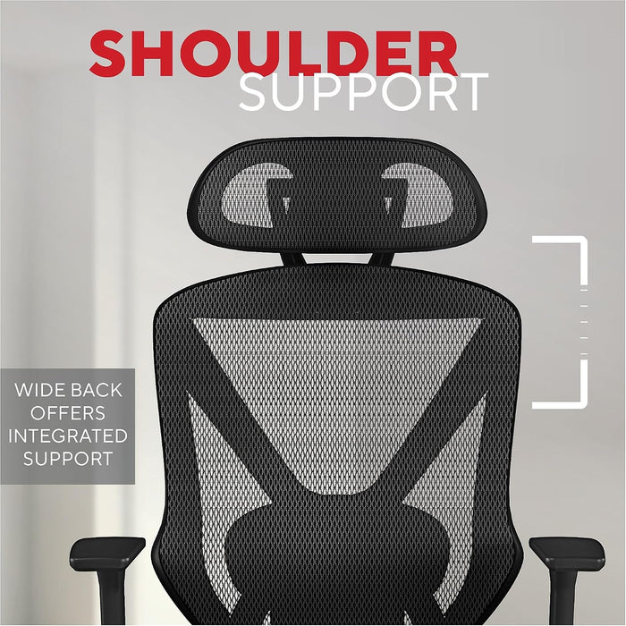 Dexley Ergonomic Mesh Task Chair, Lumbar Support, Swivel, Black