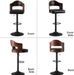 Modern Swivel Bar Stools Set of 2, Wooden Upholstered PU Leather Barstools with Back & Footrest, Counter Height Bar Chairs for Kitchen Island, Black