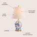 22" Blue/White Ceramic Table Lamp, French Country Chinoiserie Ginger Jar LED Bedside Lamp for Living Room Bedroom, White Linen Shade, JYL3005A