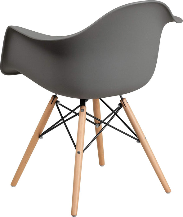 Alonza Series Moss Gray Plastic Chair with Wooden Legs