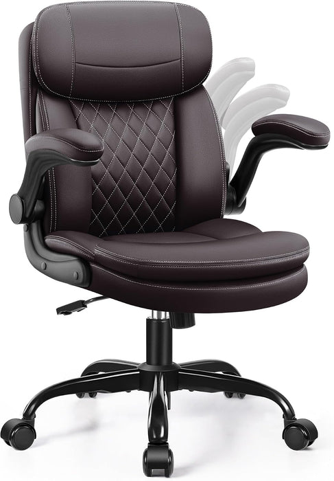 PU Leather Office Chair, Computer Desk Chair with Dual Back Support