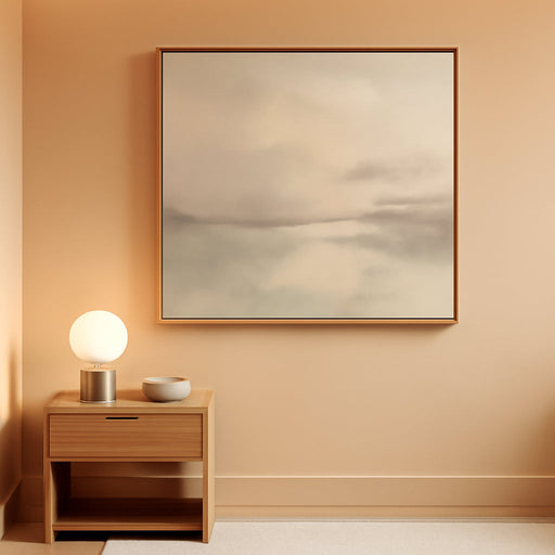 Large Abstract Neutral Beige Pastel Framed Canvas Wall Art,Modern Watercolor Lakes Wall Decor,Nature Mountain Minimalist Artwork for Living Room,Bedroom,Dining Room,Office -20"X40"X1