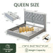 Queen Size Bed Frame Upholstered Platform Bed with 4 Storage Drawers and Tufted Headboard Velvet Bed Frame with Heavy Duty Wood Slats, No Box Spring Needed, Easy Assembly, Bluish Grey