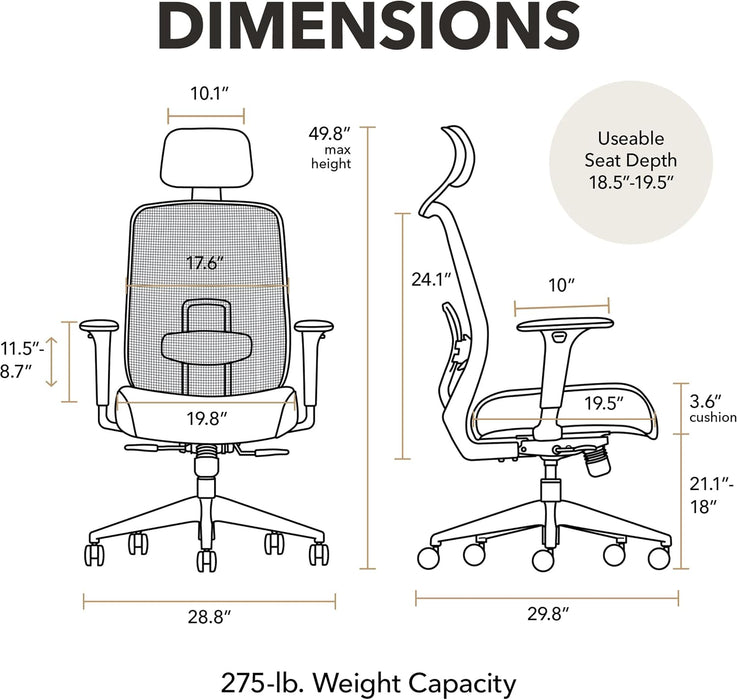 Altern Ergonomic Office Chair, Office Desk Computer Chair, Black