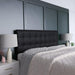 Button Tufted Upholstered Queen Size Headboard in Black Vinyl