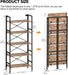 Folding Bookshelf,5 Tier Bookcase Foldable Shelf with X-Bracket Design, Adjustable Feet, Space Saving Storage for Living Room, Office, Rustic Brown