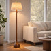 Mid Century Modern Real Wood Floor Lamp with 2 Shades for Two Looks
