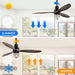 52 Inch Rustic Outdoor Ceiling Fan with Light and Remote, 3 Wood Blades, Include Bulbs Modern Black Farmhouse Industrial Ceiling Fan for Outdoor Ceiling Fans for Patios,Porch,Bedroom