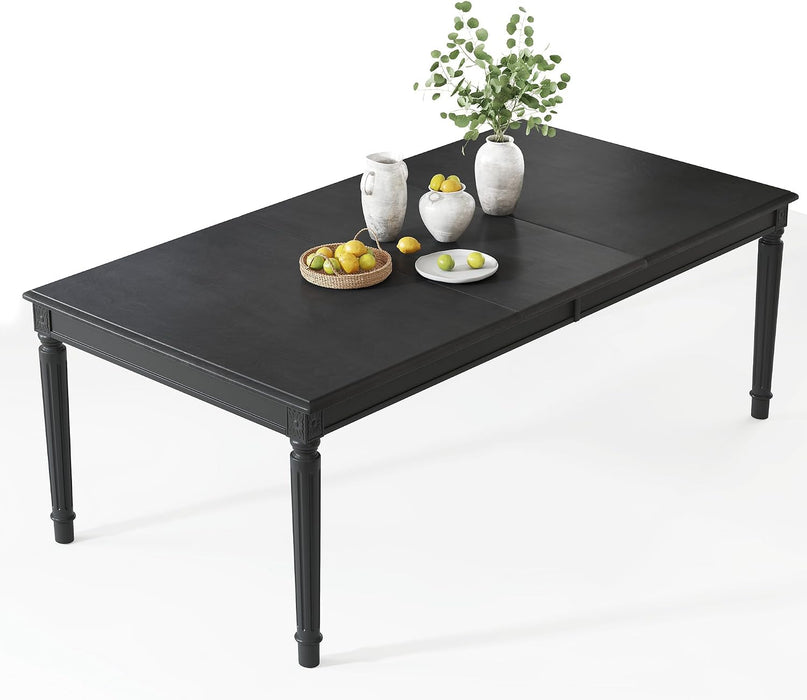 79" Farmhouse Solid Wood Dining Table with Roman Legs, Grey | Large Rectangular Tabletop, Roman Conical Legs, Solid Wood Construction, Seating for 6 to 8