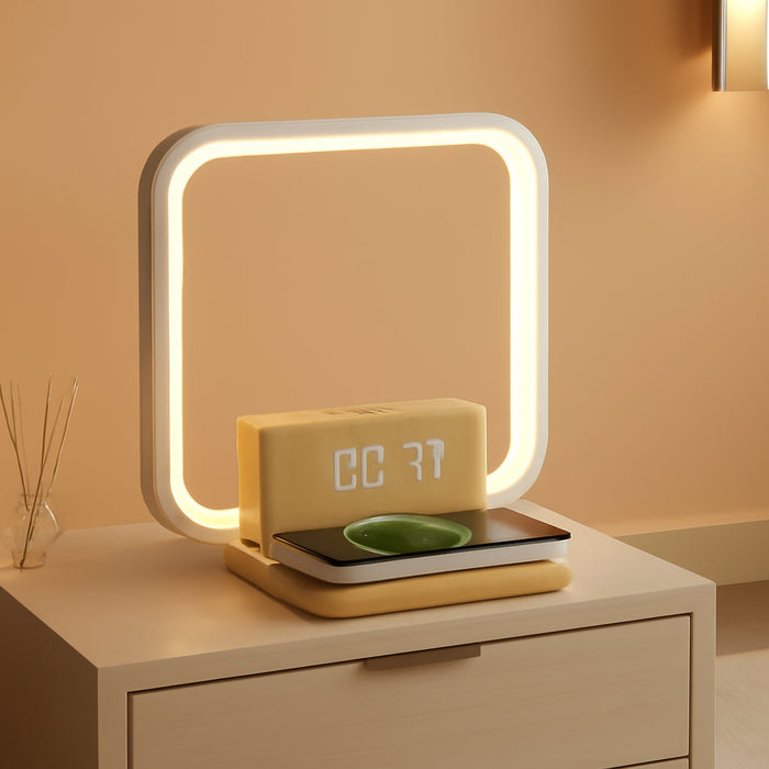 Sunrise Alarm Clock with Wireless Charging Desk Touch Lamp 3 Level Dimmable Wake-Up Light Bedside Lamps for Bedroom Living Room,Sunrise Lamp with 10 Natural White Noise Sound 30/60/90 Mins Countdown