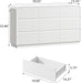 White Dresser Fluted 9 Drawers Dresser for Bedroom, 59" Wide Wood Chest of Drawers with Hidden Handles & Rounded Corners, Modern TV Stand Storage Cabinet for Living Room, Hallway, Entryway