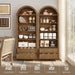 Walnut Farmhouse Arched Bookshelf 7 Tiers With 2 Drawers