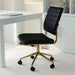 Ivy Armless Swivel Task Chair for Home Office in Black Faux Leather with Polished Brass Frame