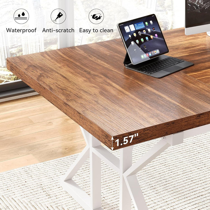 70.8-Inch Large Executive Desk, Modern Computer Office Desk, Wooden Writing Desk Study Table for Home Office