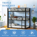 Metal Bunk Bed with Trundle,Twin over Twin Bunk Bed Frame with Ladder and Safety Rails for Triple Metal Bunk Can Be Divided into Two Beds (Black-Twin over Twin over Twin)