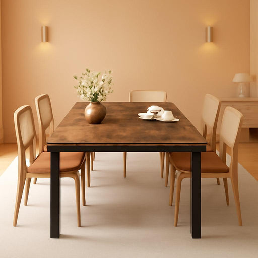 Industrial Dining Table for 6-8 People, 78.7 Inch Long Kitchen Table with Sturdy Metal Frame & Rustic Brown Finish - Seats 6 Rectangular Counter for Dinner, Easy to Install(Only Table)