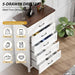 5 Drawer Dresser for Bedroom - Farmhouse 44.9" Tall Chest of Dresser with Large Storage, Rubst Wood Construction for Living Room, Hallway & Entryway - White (White & Brown)