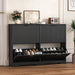 Black Fluted Shoe Cabinet With Adjustable Shelving