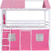 TwinOverTwin HousePlayhouse Bunk Bed PinkWhite Windows