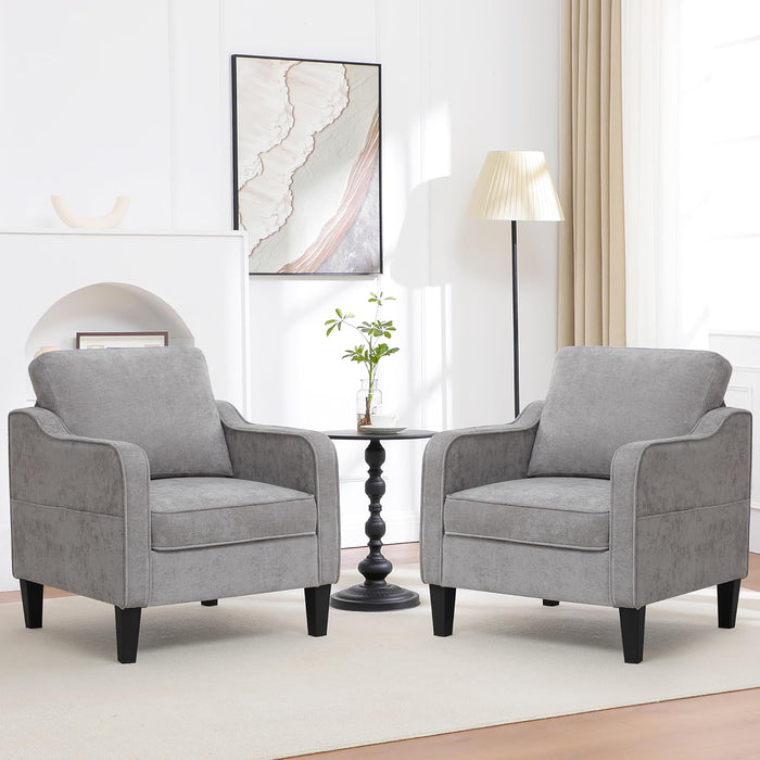 Light Grey Modernist Mid Century Upholstered Chair