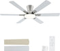 52 Inch Brushed Nickel Ceiling Fans with Lights and Remote,Flush Mount Low Profile 6 Blades Ceiling Fan with 10 Inch Lighting Fixture,Quiet Reversible DC Motor for Living Room,Bedroom and Patio