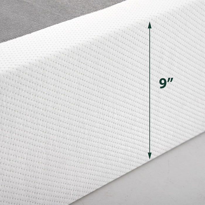 9 Inch Box Spring with Cover, No Assembly Mattress Foundation, Sturdy Metal Structure, Split Queen, White