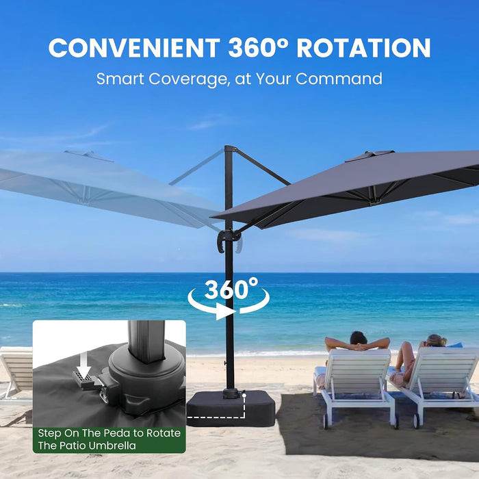 9' X 12'FT Cantilever Offset Outdoor Patio Umbrella with Base