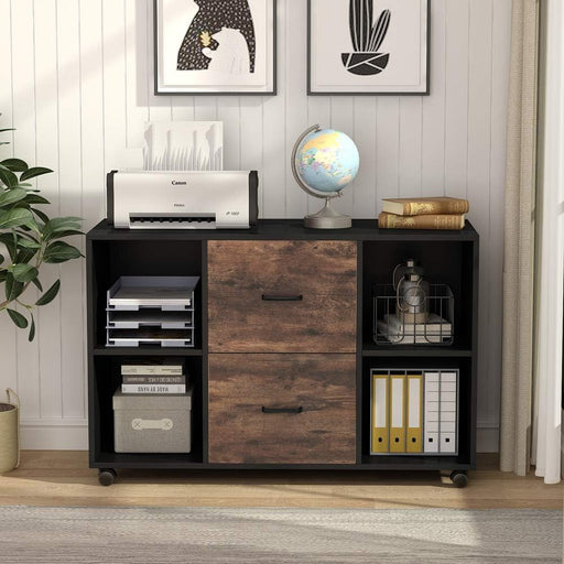 Rolling 2-Drawer Filing Cabinet with Printer Stand