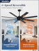 65 Inch Ceiling Fans No Light with Remote, Black Indoor/Outdoor Ceiling Fan without Light with Quiet Reversible DC Motor, 6 Speeds, 8 Blades Large Ceiling Fan for Living Room Bedroom Patio