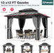 10X12Ft Hardtop Gazebo,Galvanized Steel Double Roof with Aluminum Frame,Outdoor Permanent Pavilion with Breathable Netting & Privacy Curtain for Patio,Backyard,Deck,Lawn,Gray