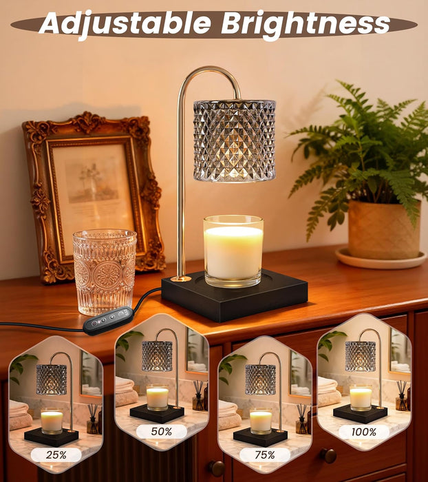 Candle Warmer Lamp with Timer Dimmer, Birthday Gifts for Women Mom, House Warming Gifts, Elegant New Home Decor, Wax Warmer for Jar Candles, Heater Lamp for Scented Wax, Black Glass