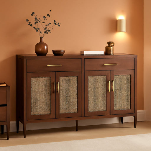 60" Walnut Sideboard Buffet Cabinet with Adjustable Shelves