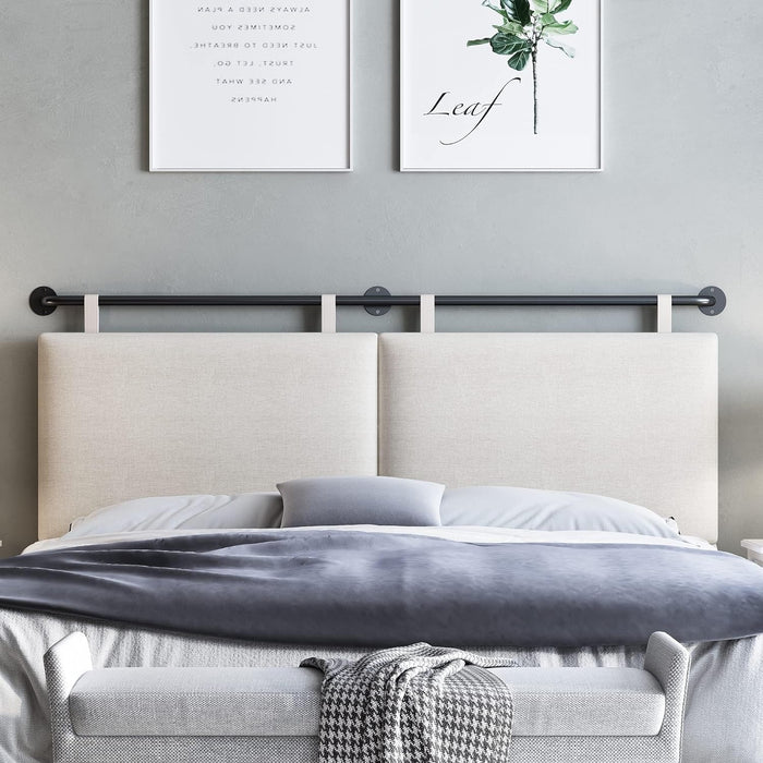 Headboard for King Size Bed, Wall Mounted Headboard with Fine Linen Upholstery and Button Tufting, Adjustable Heigh Headboard for Bedroom (Beige, King)