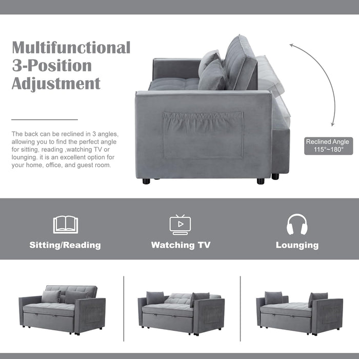 54 Inches Convertible Sofa Bed With AdjustableBackrest