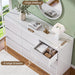 White 9 Drawers Dresser for Bedroom, 57" Wide Modern Fluted Chest of Drawers with Curved Profile, Handleless, Vertical Dressers for Bedroom, Living Room, Hallway