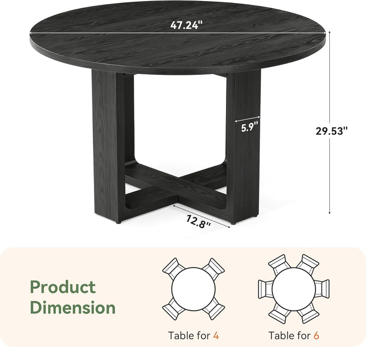 Round Dining Table 47.24 Black Luxurious SolidWood