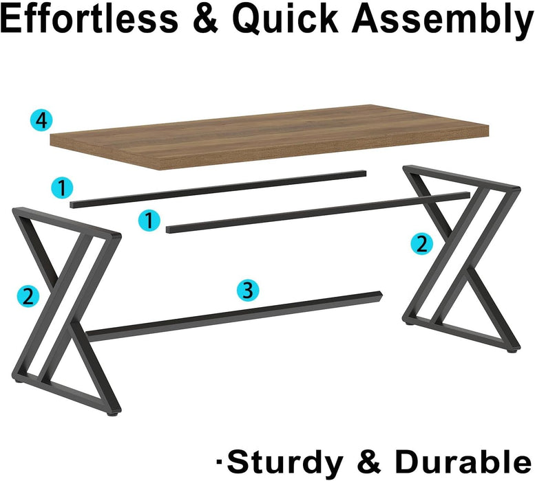 55 Inch Modern Computer Office Desk Metal Wood Writing Desks Rustic Oak