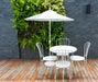 9' round Aluminum Market Umbrella, Crank Lift, Push Button Tilt, White Pole, White Olefin