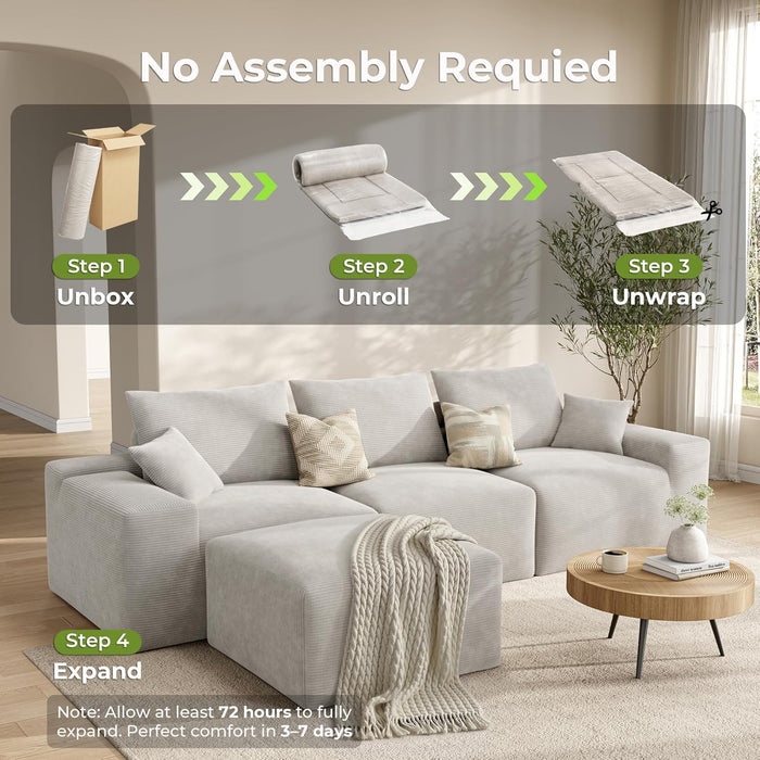 120 Inches Greige UltraPremium Oversized Sectional Sofa