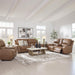 Signature Design by Ashley Spear Hill Contemporary Leather Match Power Reclining Sofa with Adjustable Headrest and USB Ports, Light Brown