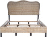 Home Collection Daejon Coastal Rattan Legs Camelback Headboard Full Size Bed BED8001A-F, Grey/Espresso