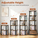 5 Tier Rotating Bookshelf Tower with Storage, Rustic Brown | 360° Spinning Bookcase with Fabric Drawer, round Revolving Book Shelf Organizer, Narrow Swivel Bookshelves for Small Space