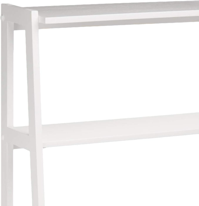 5-Tier Sturdy Rubberwood Ladder Bookshelf, Freestanding Storage Organizer Bookcase, Display Shelf for Small Space, White, 25.98" W X 74.48" H X 15.03" D