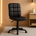 Clayton Mid-Back Tufted Vinyl Upholstered Swivel Desk Chair with Padded Seat, Modern Adjustable Height Padded Office Chair, Black